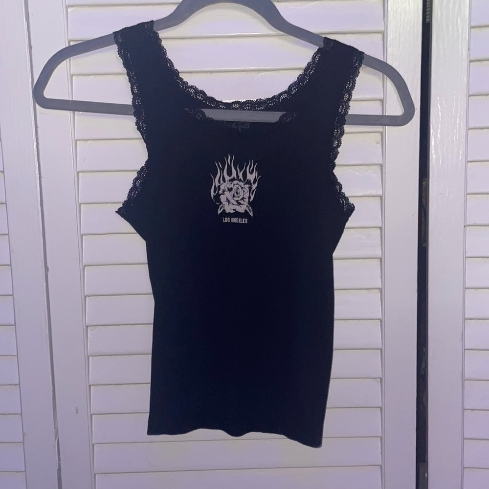 Black Los Angeles lace tank top Brandy Melville